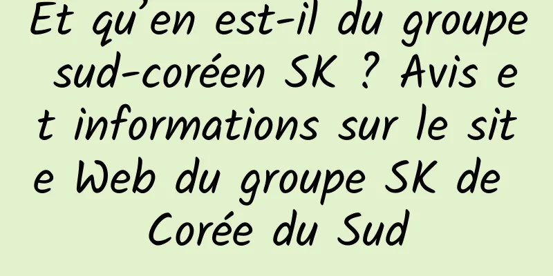 Et qu’en est-il du groupe sud-coréen SK ? Avis et informations sur le site Web du groupe SK de Corée du Sud