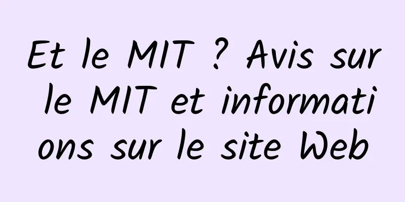 Et le MIT ? Avis sur le MIT et informations sur le site Web