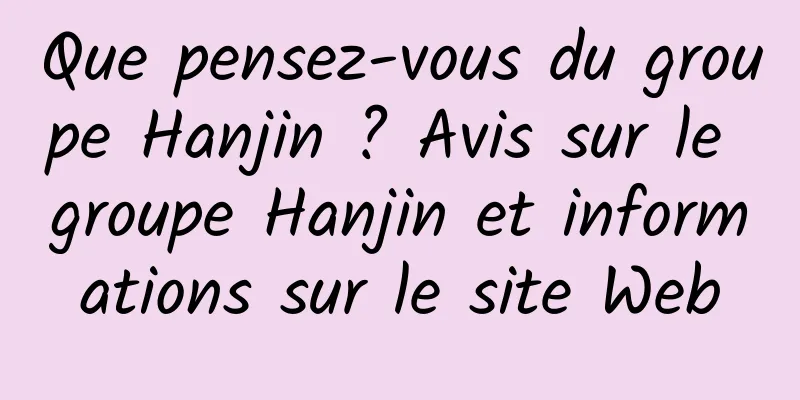 Que pensez-vous du groupe Hanjin ? Avis sur le groupe Hanjin et informations sur le site Web