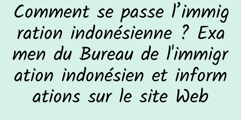 Comment se passe l’immigration indonésienne ? Examen du Bureau de l'immigration indonésien et informations sur le site Web