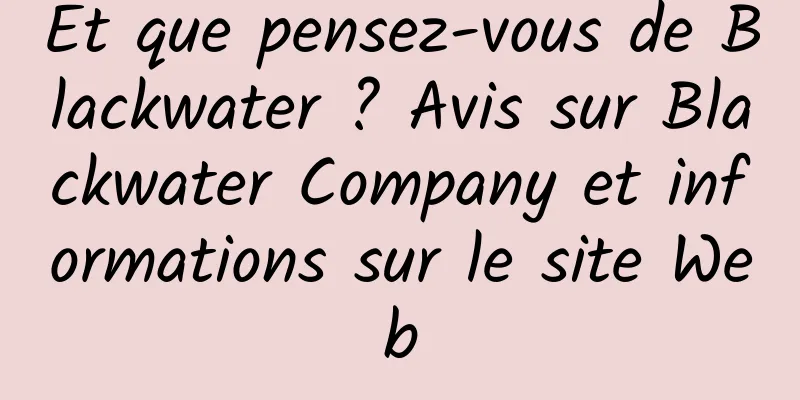 Et que pensez-vous de Blackwater ? Avis sur Blackwater Company et informations sur le site Web