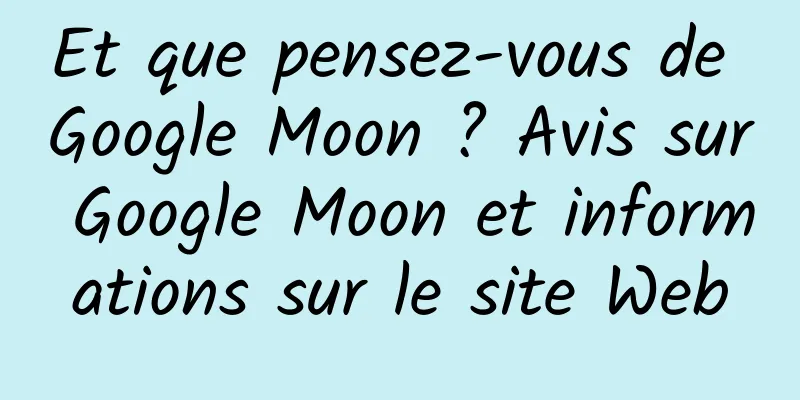 Et que pensez-vous de Google Moon ? Avis sur Google Moon et informations sur le site Web