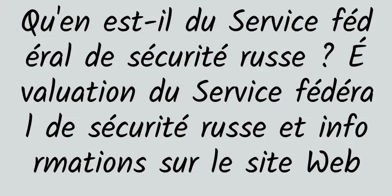 Qu'en est-il du Service fédéral de sécurité russe ? Évaluation du Service fédéral de sécurité russe et informations sur le site Web