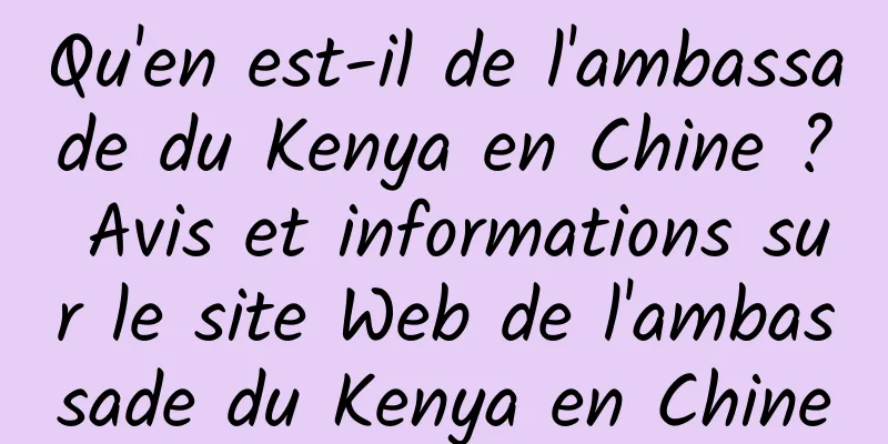 Qu'en est-il de l'ambassade du Kenya en Chine ? Avis et informations sur le site Web de l'ambassade du Kenya en Chine