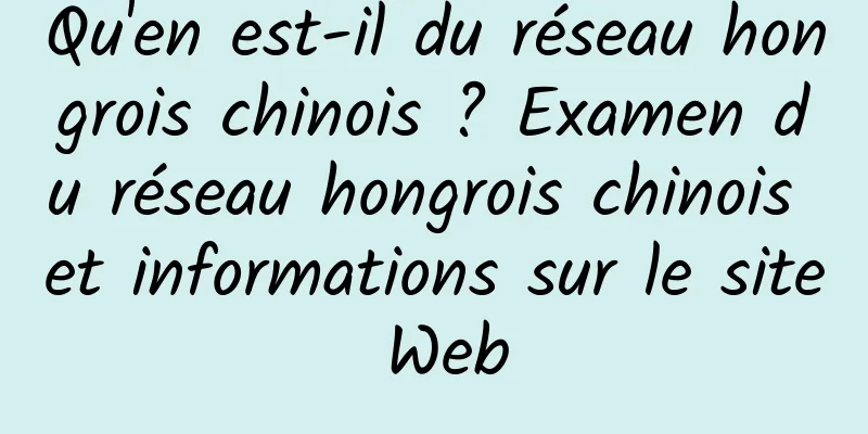 Qu'en est-il du réseau hongrois chinois ? Examen du réseau hongrois chinois et informations sur le site Web