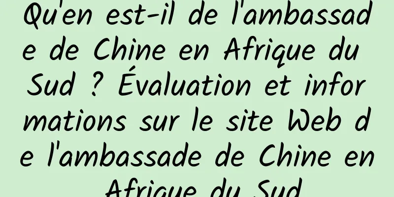 Qu'en est-il de l'ambassade de Chine en Afrique du Sud ? Évaluation et informations sur le site Web de l'ambassade de Chine en Afrique du Sud