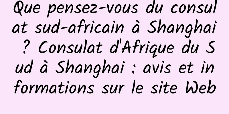 Que pensez-vous du consulat sud-africain à Shanghai ? Consulat d'Afrique du Sud à Shanghai : avis et informations sur le site Web