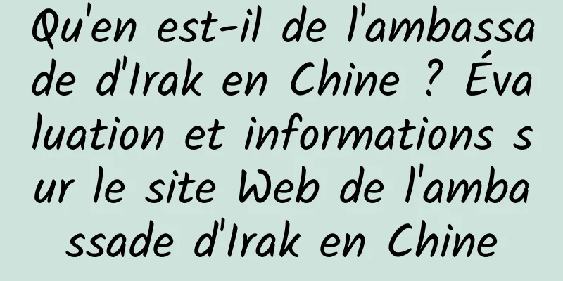 Qu'en est-il de l'ambassade d'Irak en Chine ? Évaluation et informations sur le site Web de l'ambassade d'Irak en Chine