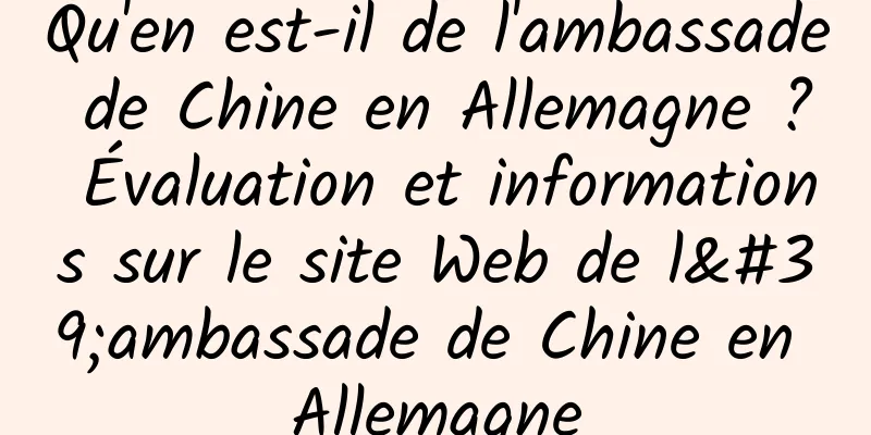 Qu'en est-il de l'ambassade de Chine en Allemagne ? Évaluation et informations sur le site Web de l'ambassade de Chine en Allemagne