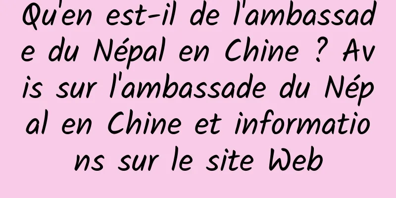 Qu'en est-il de l'ambassade du Népal en Chine ? Avis sur l'ambassade du Népal en Chine et informations sur le site Web