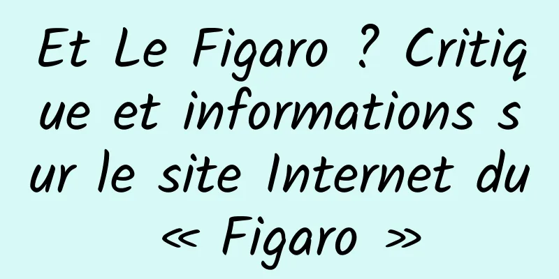 Et Le Figaro ? Critique et informations sur le site Internet du « Figaro »