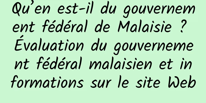Qu’en est-il du gouvernement fédéral de Malaisie ? Évaluation du gouvernement fédéral malaisien et informations sur le site Web