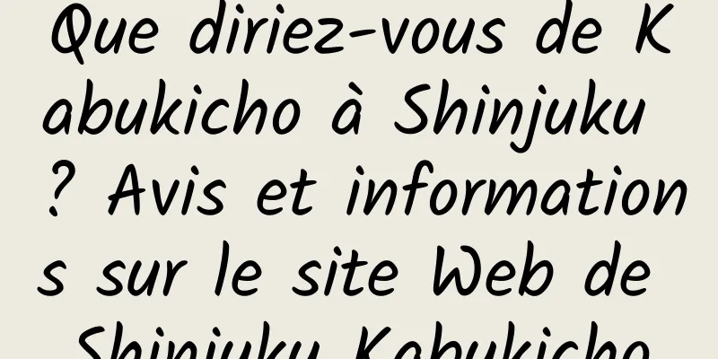 Que diriez-vous de Kabukicho à Shinjuku ? Avis et informations sur le site Web de Shinjuku Kabukicho