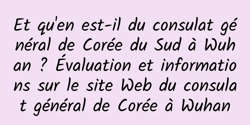 Et qu'en est-il du consulat général de Corée du Sud à Wuhan ? Évaluation et informations sur le site Web du consulat général de Corée à Wuhan