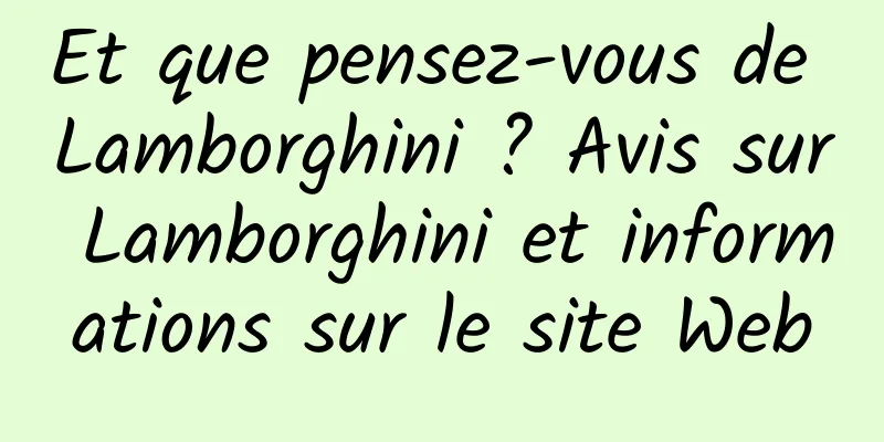 Et que pensez-vous de Lamborghini ? Avis sur Lamborghini et informations sur le site Web