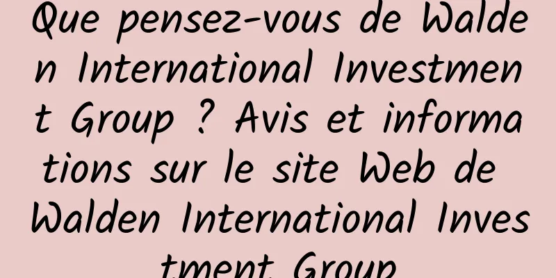 Que pensez-vous de Walden International Investment Group ? Avis et informations sur le site Web de Walden International Investment Group