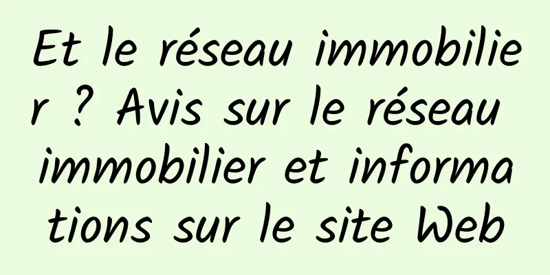 Et le réseau immobilier ? Avis sur le réseau immobilier et informations sur le site Web