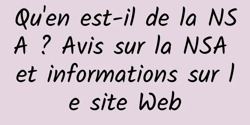 Qu'en est-il de la NSA ? Avis sur la NSA et informations sur le site Web