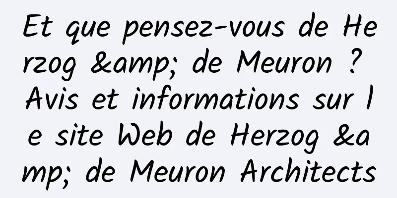 Et que pensez-vous de Herzog & de Meuron ? Avis et informations sur le site Web de Herzog & de Meuron Architects