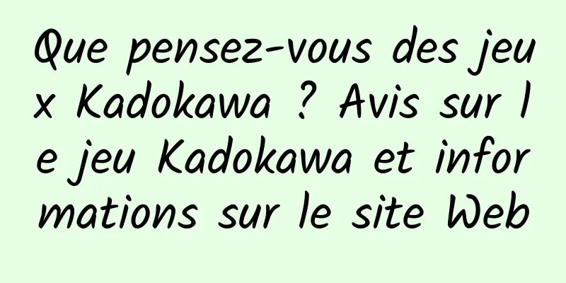 Que pensez-vous des jeux Kadokawa ? Avis sur le jeu Kadokawa et informations sur le site Web