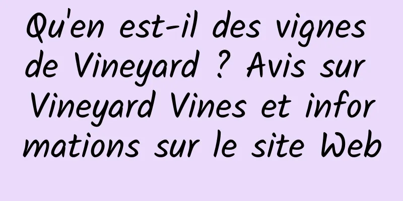 Qu'en est-il des vignes de Vineyard ? Avis sur Vineyard Vines et informations sur le site Web