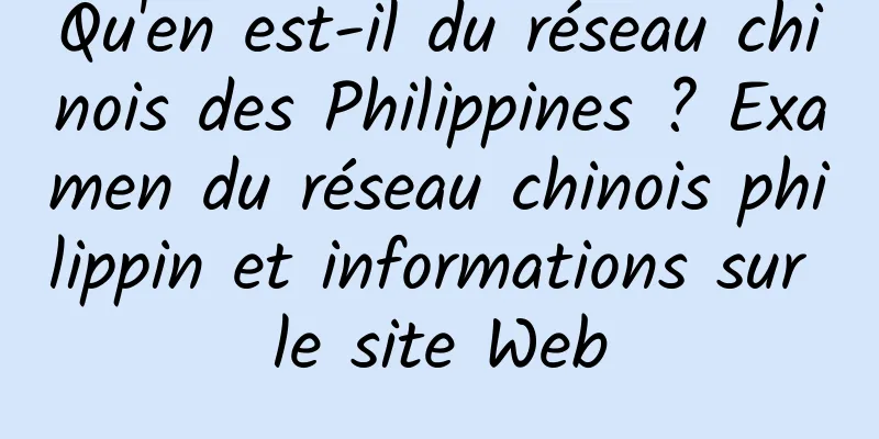 Qu'en est-il du réseau chinois des Philippines ? Examen du réseau chinois philippin et informations sur le site Web