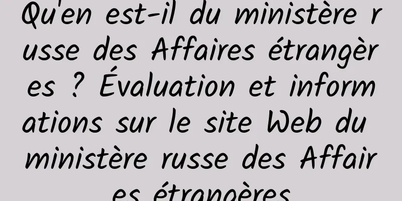 Qu'en est-il du ministère russe des Affaires étrangères ? Évaluation et informations sur le site Web du ministère russe des Affaires étrangères