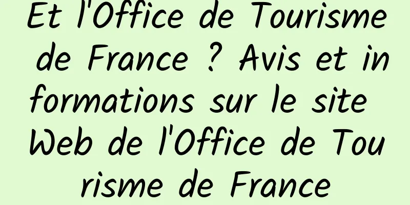 Et l'Office de Tourisme de France ? Avis et informations sur le site Web de l'Office de Tourisme de France