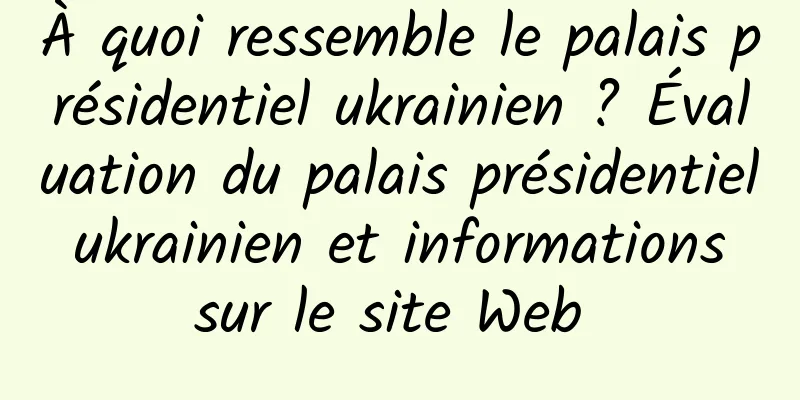 À quoi ressemble le palais présidentiel ukrainien ? Évaluation du palais présidentiel ukrainien et informations sur le site Web 