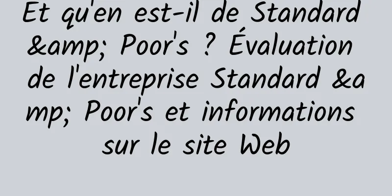 Et qu'en est-il de Standard & Poor's ? Évaluation de l'entreprise Standard & Poor's et informations sur le site Web
