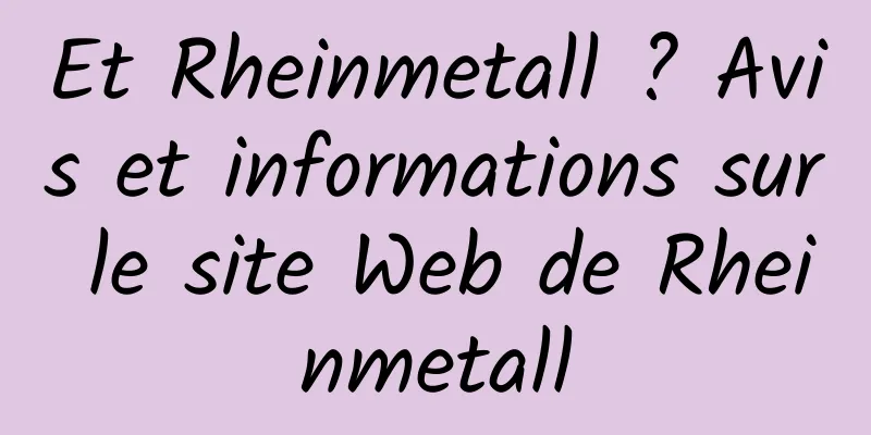 Et Rheinmetall ? Avis et informations sur le site Web de Rheinmetall