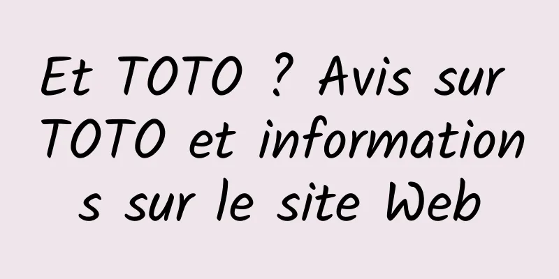 Et TOTO ? Avis sur TOTO et informations sur le site Web