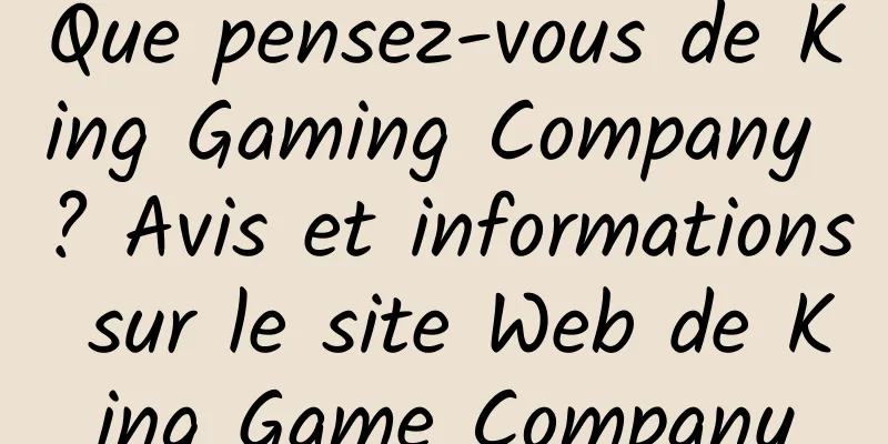 Que pensez-vous de King Gaming Company ? Avis et informations sur le site Web de King Game Company