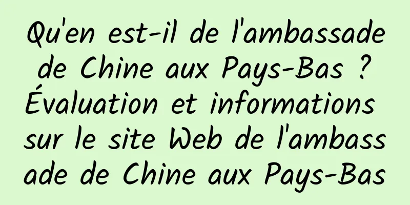 Qu'en est-il de l'ambassade de Chine aux Pays-Bas ? Évaluation et informations sur le site Web de l'ambassade de Chine aux Pays-Bas