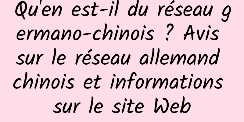 Qu'en est-il du réseau germano-chinois ? Avis sur le réseau allemand chinois et informations sur le site Web