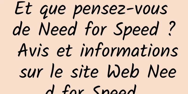 Et que pensez-vous de Need for Speed ​​? Avis et informations sur le site Web Need for Speed ​​
