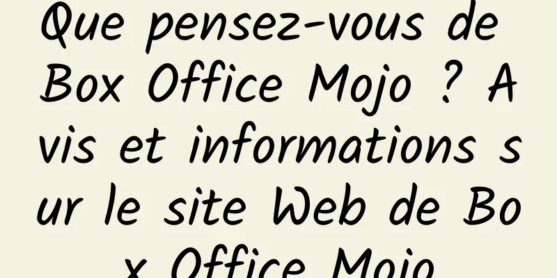 Que pensez-vous de Box Office Mojo ? Avis et informations sur le site Web de Box Office Mojo