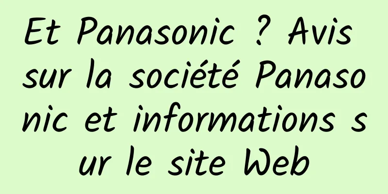 Et Panasonic ? Avis sur la société Panasonic et informations sur le site Web