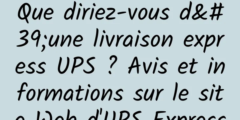 Que diriez-vous d'une livraison express UPS ? Avis et informations sur le site Web d'UPS Express