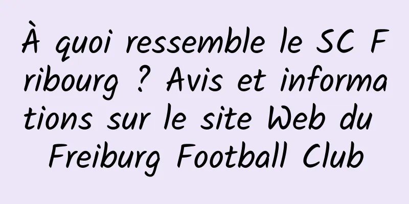 À quoi ressemble le SC Fribourg ? Avis et informations sur le site Web du Freiburg Football Club