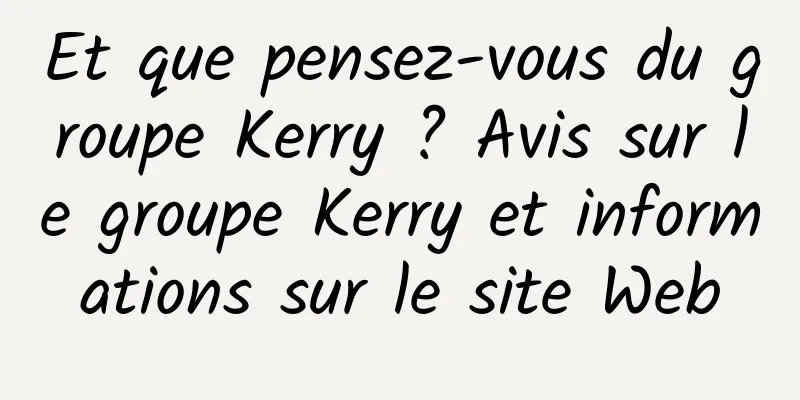 Et que pensez-vous du groupe Kerry ? Avis sur le groupe Kerry et informations sur le site Web