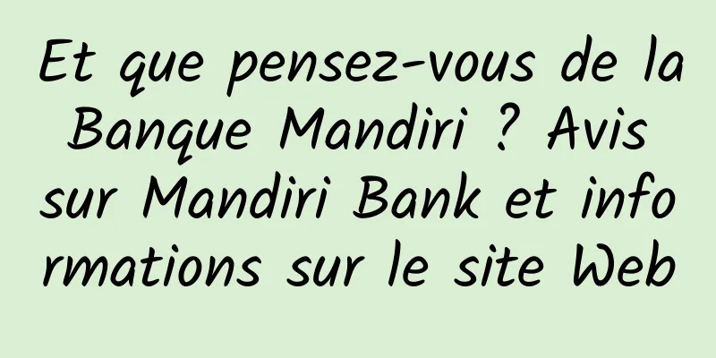 Et que pensez-vous de la Banque Mandiri ? Avis sur Mandiri Bank et informations sur le site Web