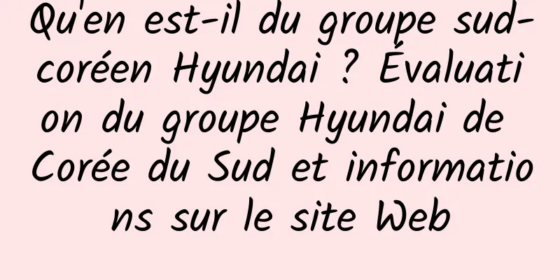 Qu'en est-il du groupe sud-coréen Hyundai ? Évaluation du groupe Hyundai de Corée du Sud et informations sur le site Web