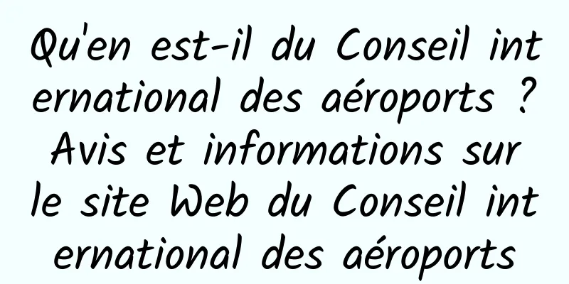 Qu'en est-il du Conseil international des aéroports ? Avis et informations sur le site Web du Conseil international des aéroports