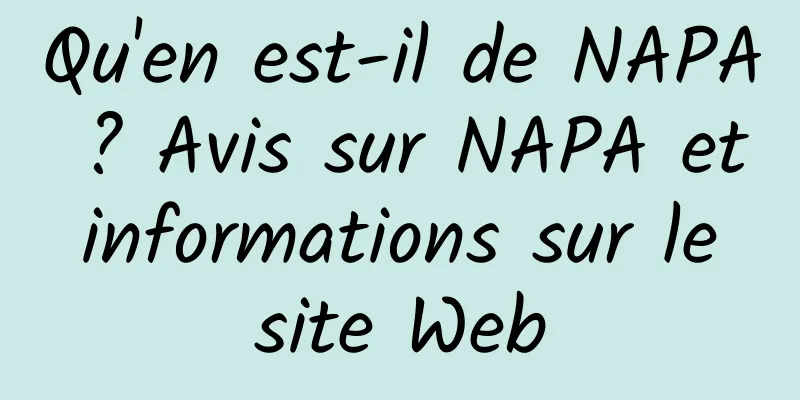 Qu'en est-il de NAPA ? Avis sur NAPA et informations sur le site Web