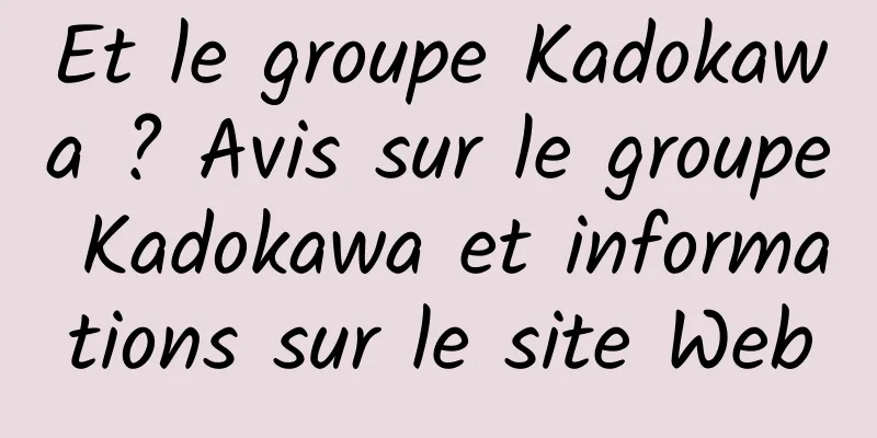Et le groupe Kadokawa ? Avis sur le groupe Kadokawa et informations sur le site Web