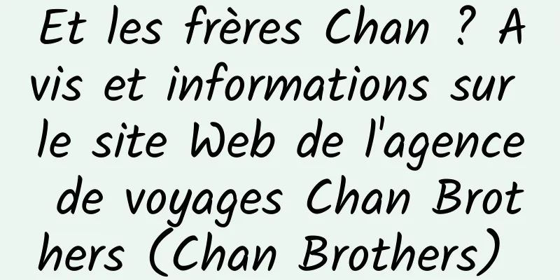 Et les frères Chan ? Avis et informations sur le site Web de l'agence de voyages Chan Brothers (Chan Brothers) 