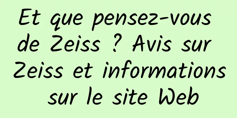 Et que pensez-vous de Zeiss ? Avis sur Zeiss et informations sur le site Web