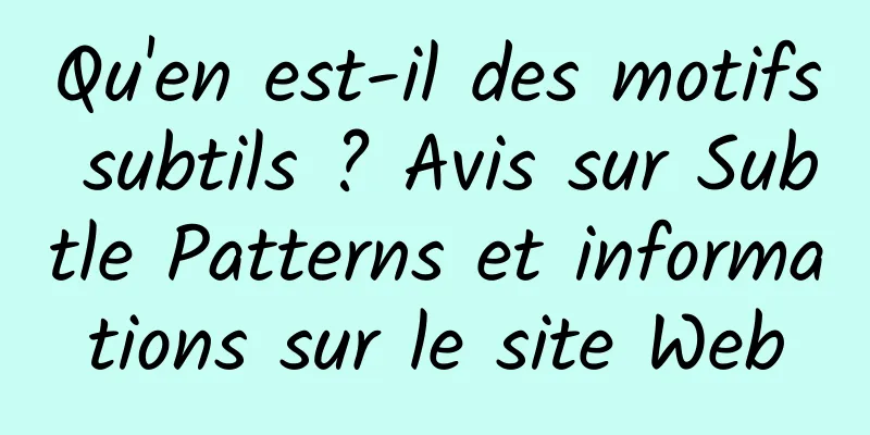 Qu'en est-il des motifs subtils ? Avis sur Subtle Patterns et informations sur le site Web
