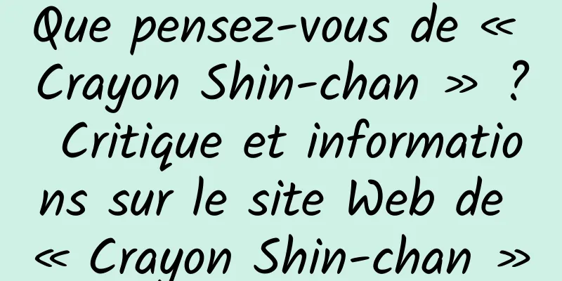 Que pensez-vous de « Crayon Shin-chan » ? Critique et informations sur le site Web de « Crayon Shin-chan »